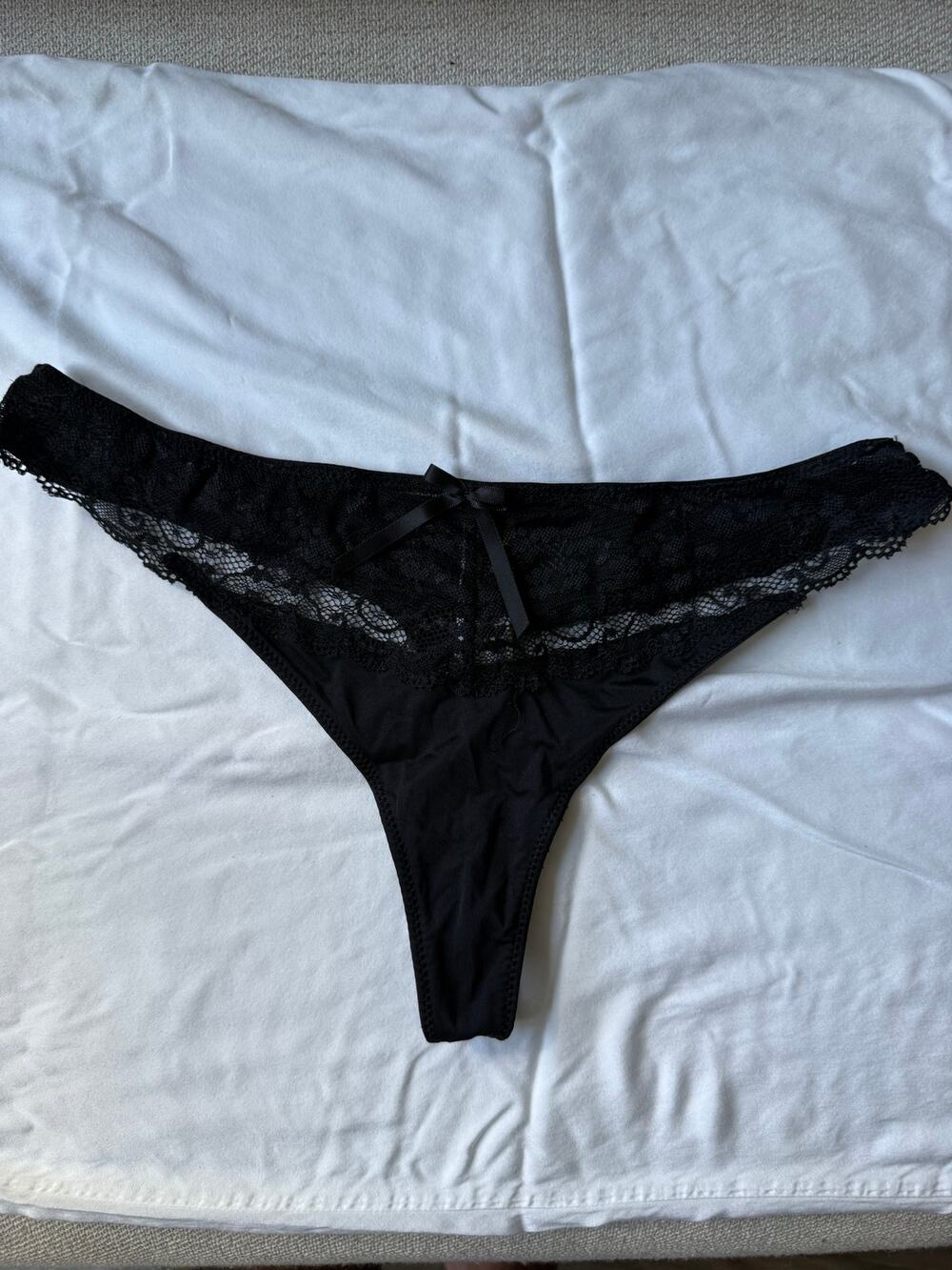 NWOT Mariemeili Black Lace Thong Panty – Size L